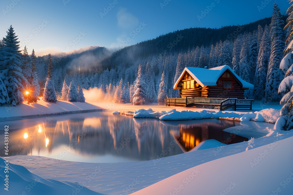 Fototapeta premium sunrise over the lake