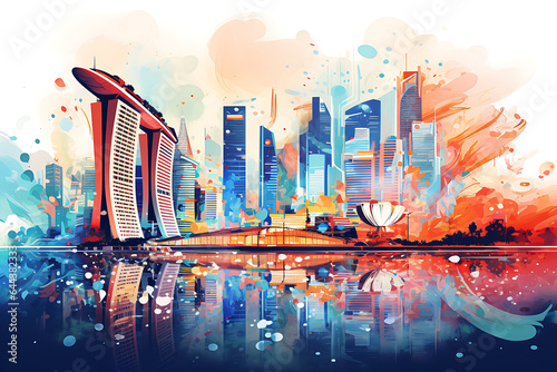 Abstract Singapore illustration art background