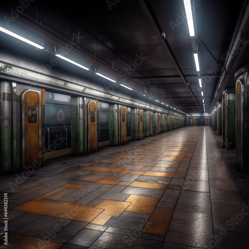 A lonely subway station ultra realistic
