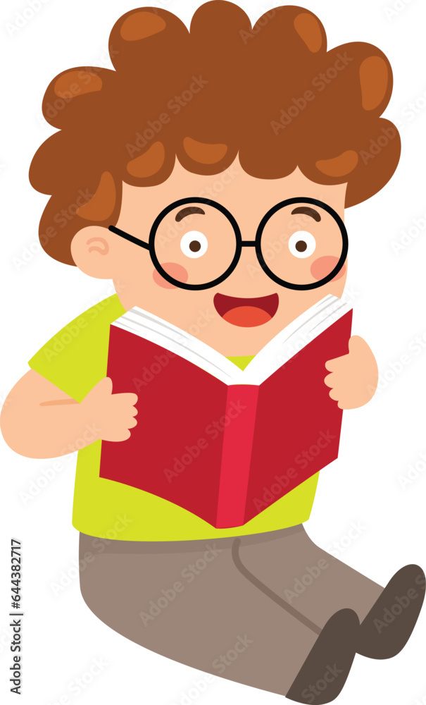Kid boy reading book illustration vector Kid boy reading book illustration vector