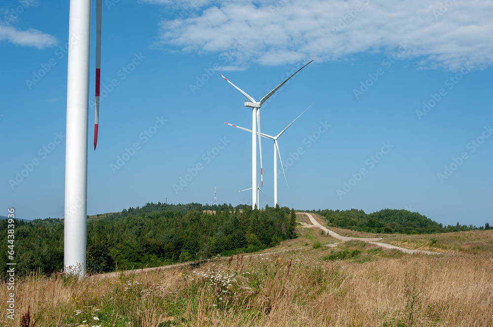 wind turbines and the environment of a beautiful sunny day