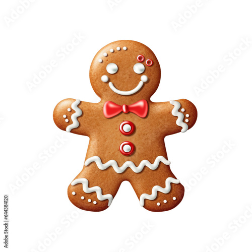 Christmas Gingerbread man cookie isolated on transparent background, Generative ai
