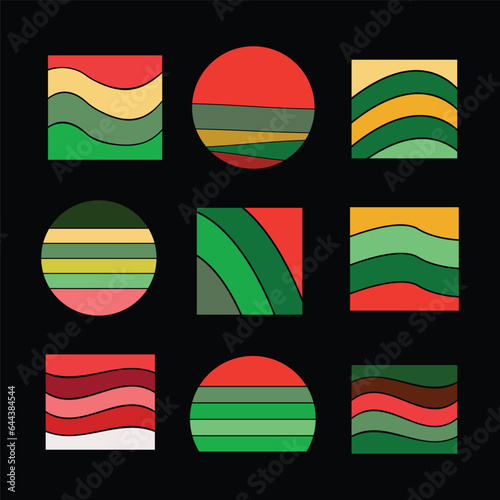 Retro Christmas Tint color palette, Merry Christmas theme color schemes, Christmas vintage stripes procreate colors tone print palette, trendy transitional colorful palette fashion home decoration 