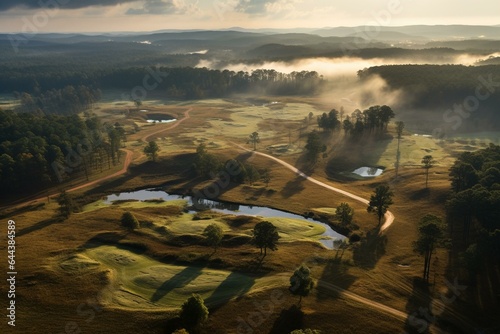 An aerial perspective of the scenic landscape in Talladega, Alabama. Generative AI photo