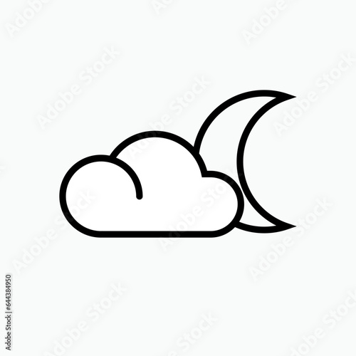 Cloudy Night Weather Icon - Vector Logo Template.
