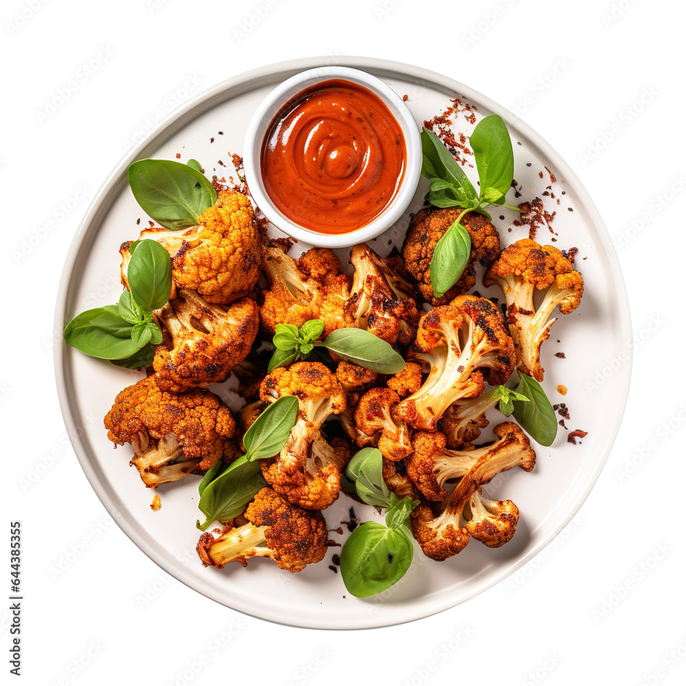 Fototapeta premium delicious crispy cauliflower wings isolated on transparent background Remove png, Clipping Path