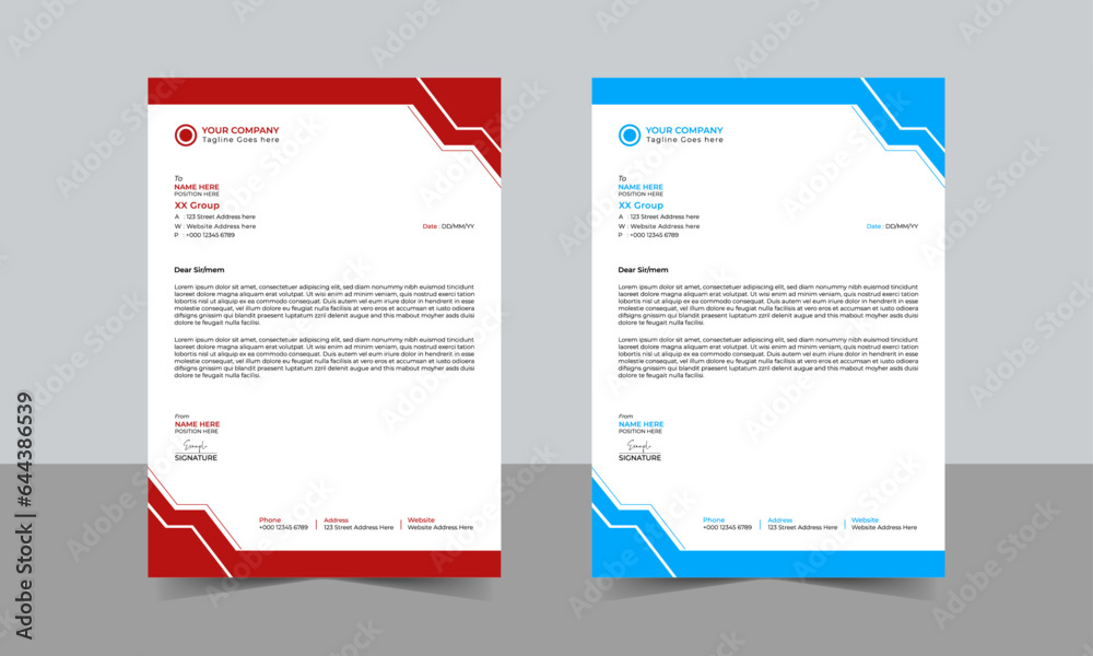 Abstract Letterhead Design Modern Business Letterhead Design Template, Clean and professional corporate company business letterhead template design