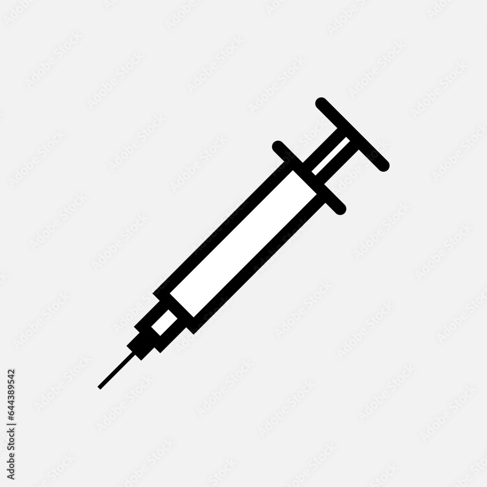 Syringe Icon. Medicine, Sign of Vaccination. Healthcare Element Symbol - Vector. Syringe Icon. Medicine, Sign of Vaccination. Healthcare Element Symbol - Vector.