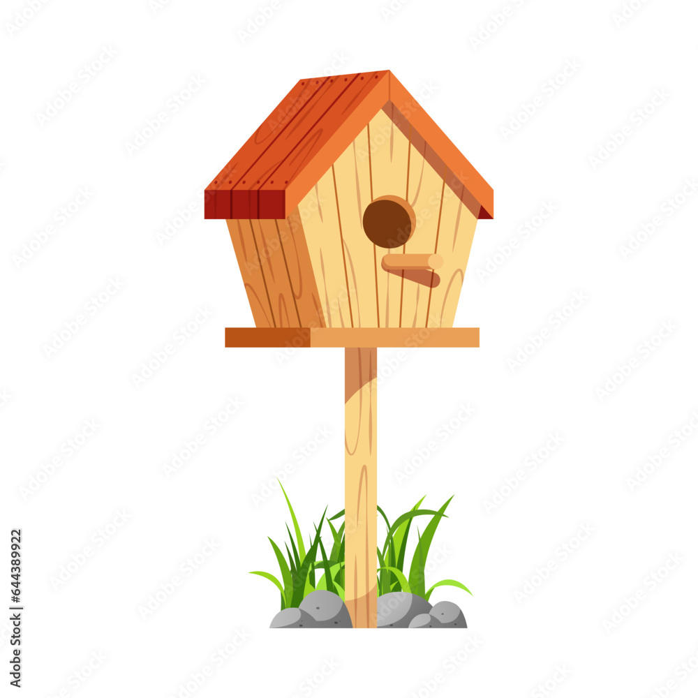 Wooden bird house vector, place for nest. Wooden bird house vector, place for nest.