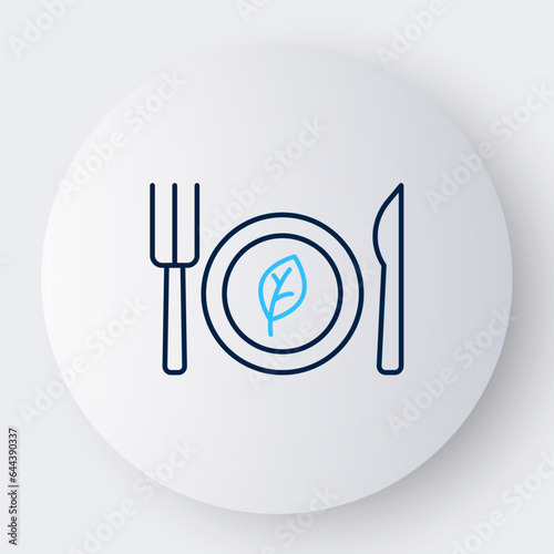 Line Vegan food diet icon isolated on white background. Organic, bio, eco symbol. Vegan, no meat, lactose free, healthy, fresh and nonviolent food. Colorful outline concept. Vector