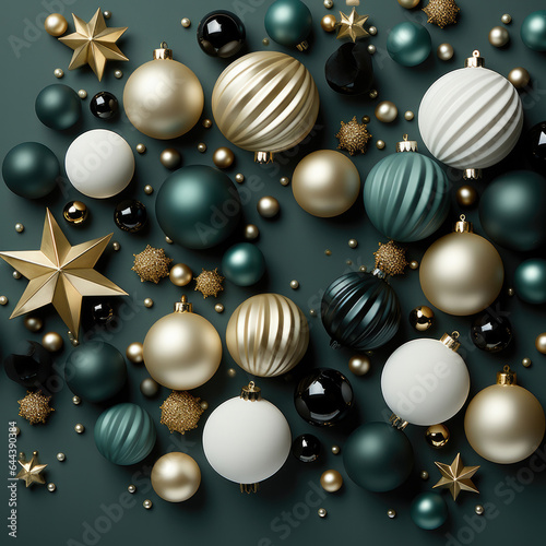 A christmas background made of white and green with black as the primary color