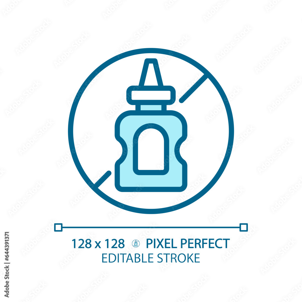 2D pixel perfect editable blue mustard free icon, isolated vector, thin line illustration representing allergen free. 2D pixel perfect editable blue mustard free icon, isolated vector, thin line illustration representing allergen free.