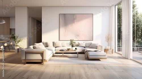 Contemporary Elegance  A Minimalist Living Room for Social Gatherings. Generative AI 1