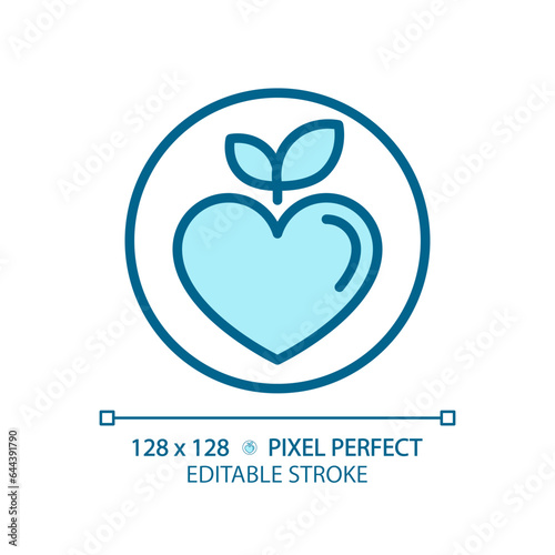 2D pixel perfect editable blue healthy food icon, isolated vector, thin line illustration representing allergen free.