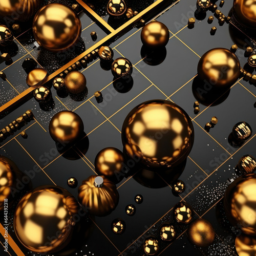 A christmas background made of gold with black as the primary color