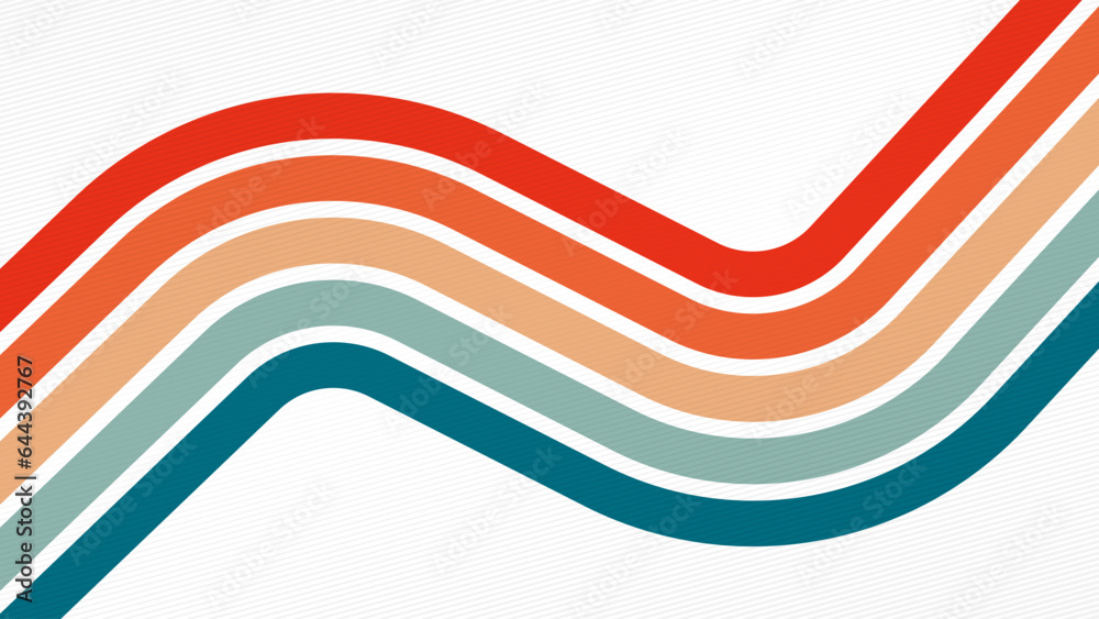 Abstract retro background with colorful wavy lines. Vector illustration for your design