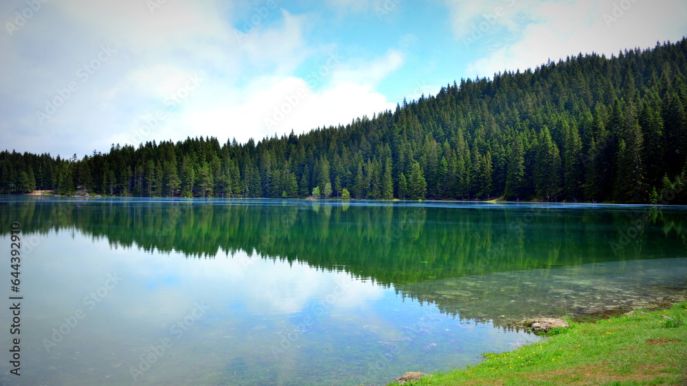  Black Lake is a lake located 3 km from the town of Žabljak in northern Montenegro. It is a glacial lake, located on the Durmitor mountain, at an altitude of 1,416 m. 