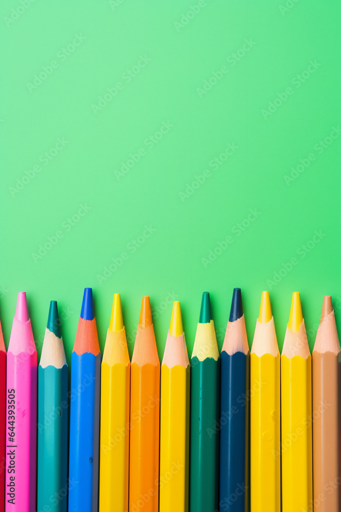 Wax crayon pencils background showing drawing materials for preschool children for use in the classroom when they go back to school, computer Generative AI stock illustration image Wax crayon pencils background showing drawing materials for preschool children for use in the classroom when they go back to school, computer Generative AI stock illustration image