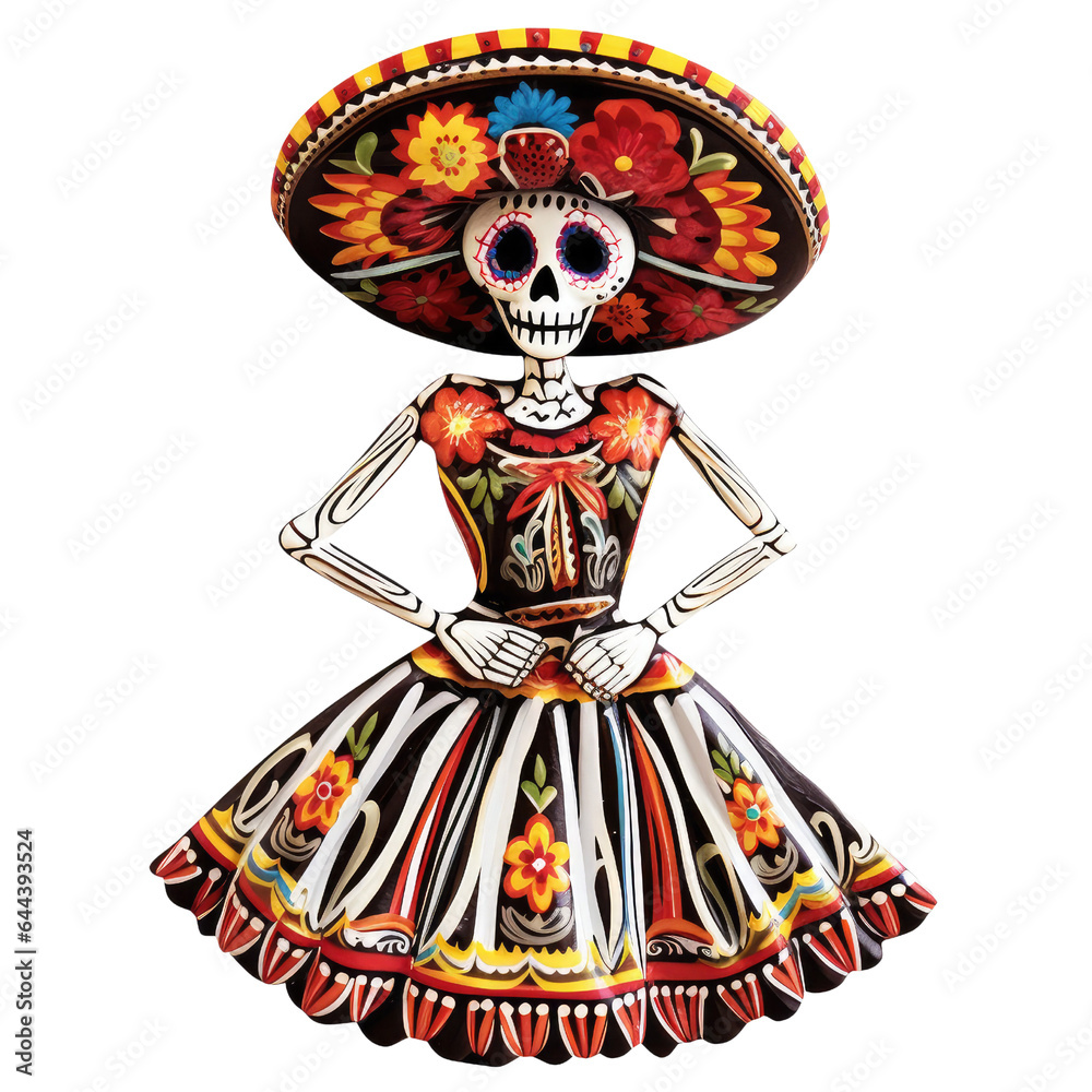 Obraz premium Watercolor Halloween Skeleton (AI Generated)