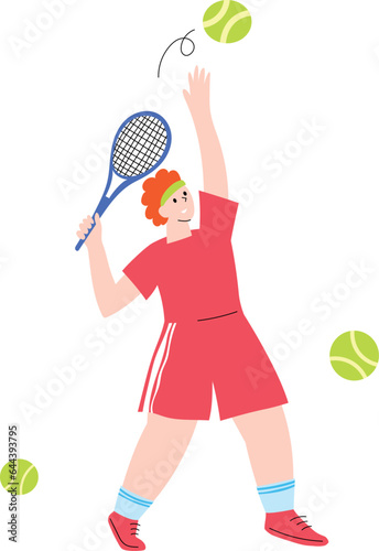 A man playing tennis flat vector illustration
