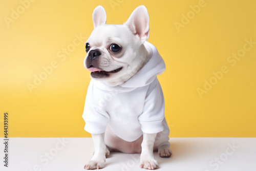 pet dog wear white shirt for mockup, generative AI