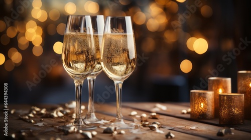wine or champagne glasses on New year's eve or new year's eve party