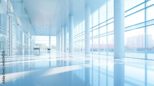Moderne Halle, Flur, Licht, Sonne, Hintergrund, Fenster, Hell, generative AI © Sönke Hayen
