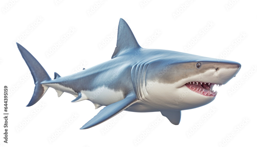 Fototapeta premium great white shark isolated on transparent background cutout