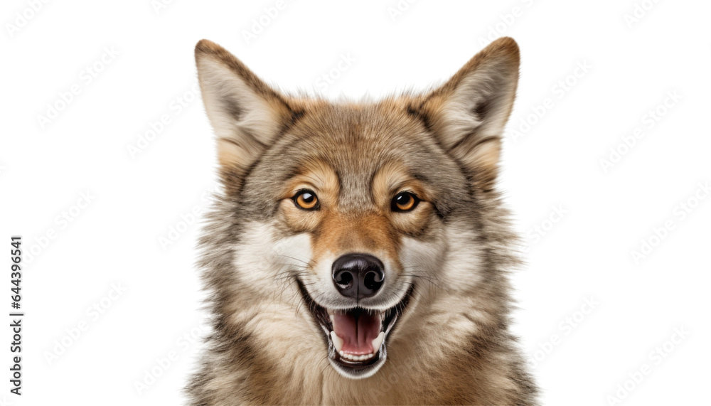 portrait of a wolf isolated on transparent background cutout