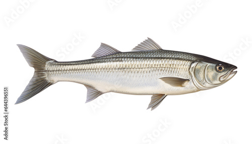 grey fish isolated on transparent background cutout