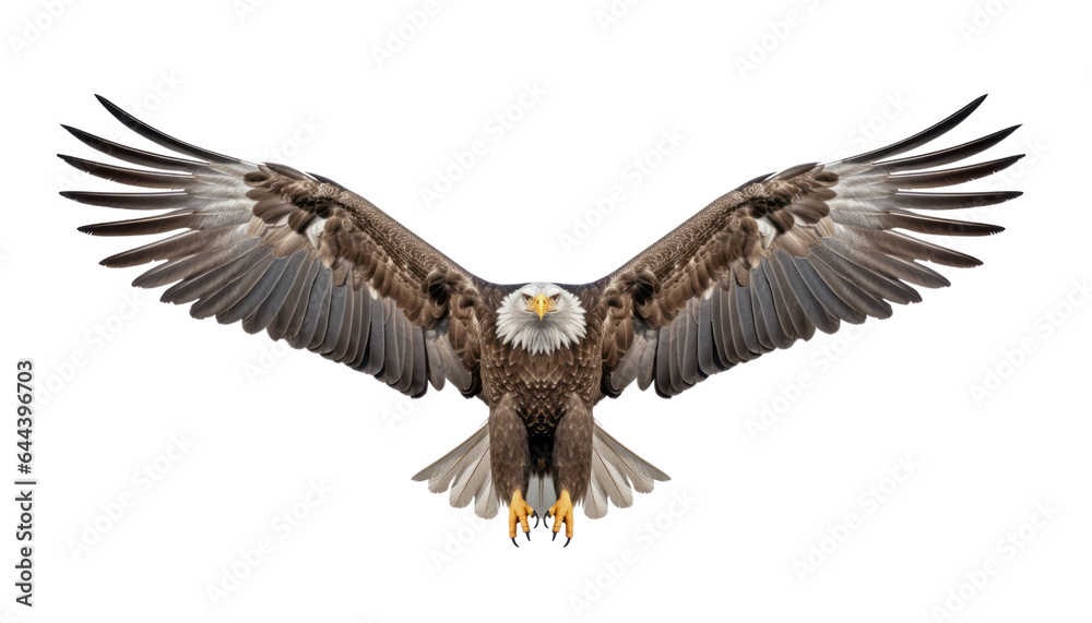 Obraz premium eagle in flight isolated on transparent background cutout