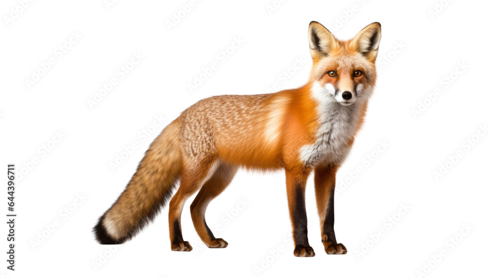 fox vulpes isolated on transparent background cutout