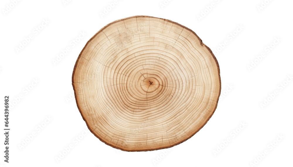 cross section of tree stump isolated on transparent background cutout