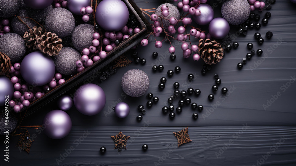 Fototapeta premium A christmas background made of violet with black as the primary color