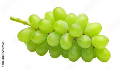 bunch of green grapes isolated on transparent background cutout