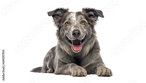 grey dog isolated on transparent background cutout