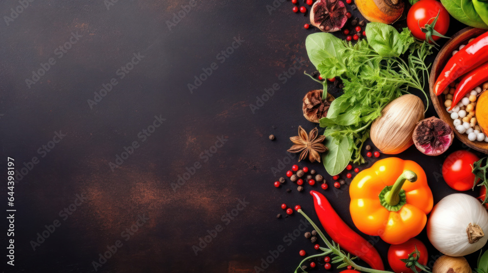 Food background. Italian cuisine. Ingredients on dark brown background. Cooking concept. Cooking background. Banner Food background. Italian cuisine. Ingredients on dark brown background. Cooking concept. Cooking background. Banner