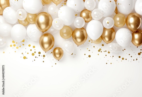 Wallpaper Mural gold and white balloons around on a white background. Torontodigital.ca