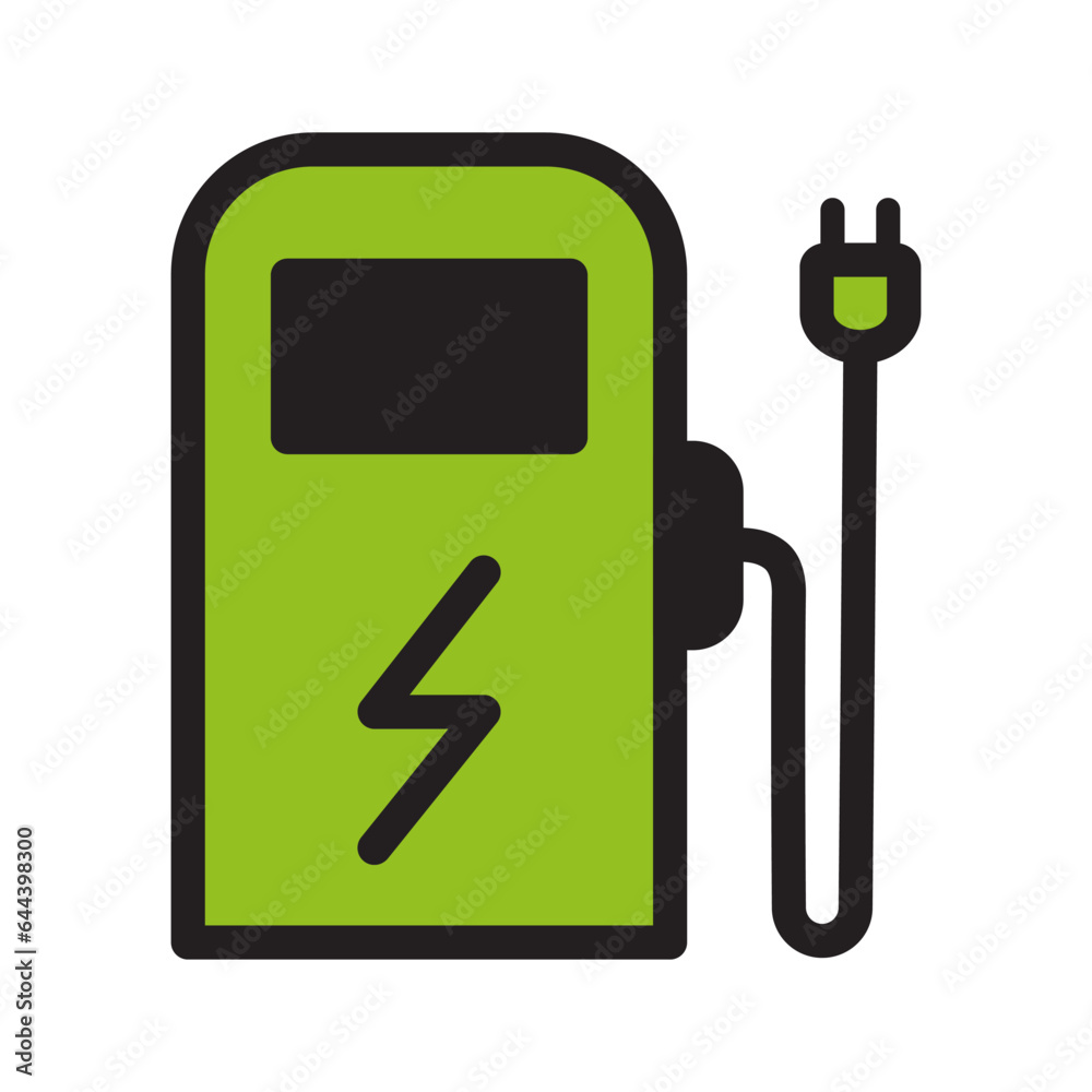 Electric station charger Flat style icon design Electric station charger Flat style icon design