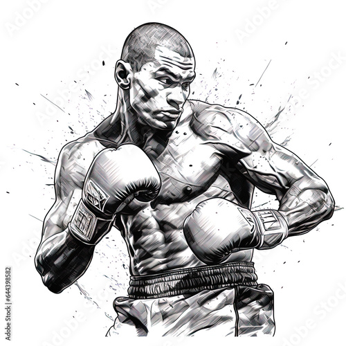 Male boxer linear art illustration.