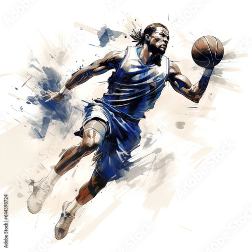 Abstract basketball player with ball from splash of watercolors. illustration of paints.