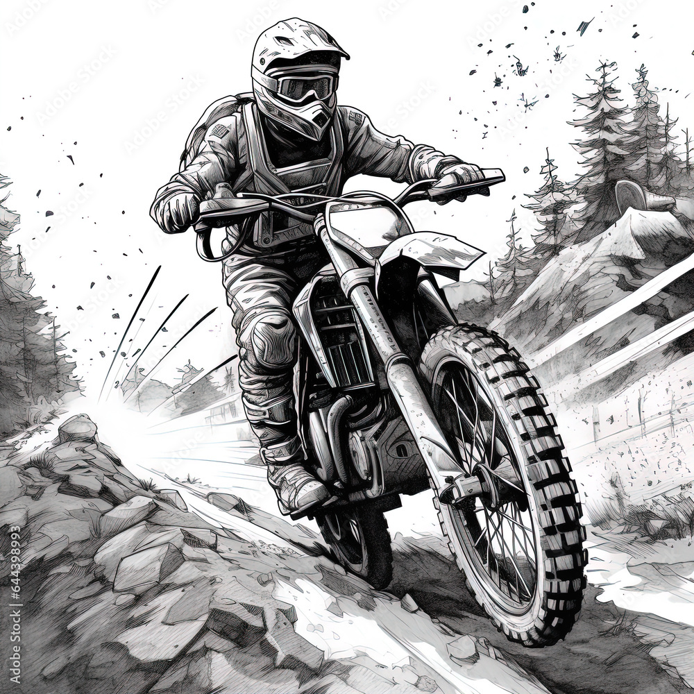Naklejka premium illustration of a motorcycle racer riding motocross
