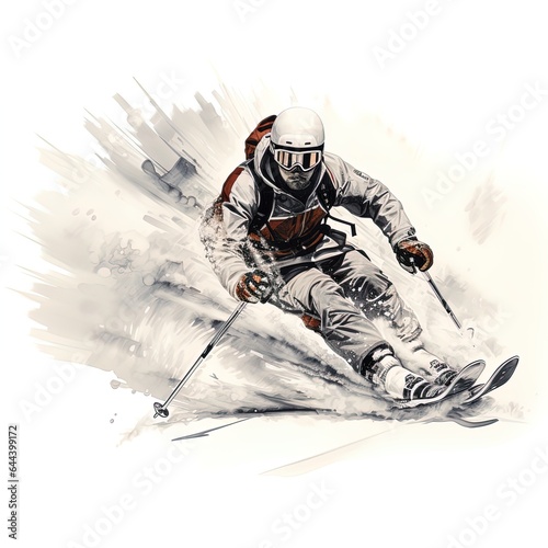 illustration of a skier, Skiers and snowboarders winter sport activities vector