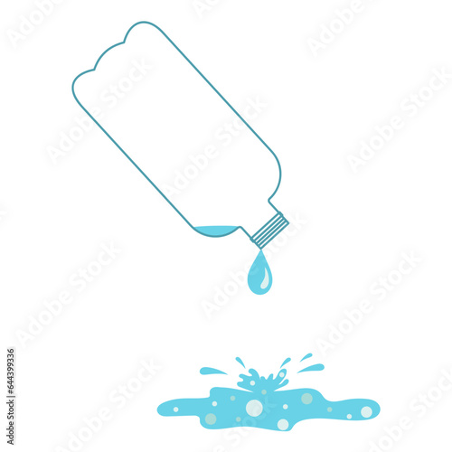 plastic bottle with water that spills out. Clean water clip art