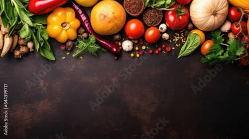 Food background. Italian cuisine. Ingredients on dark brown background. Cooking concept. Cooking background. Banner