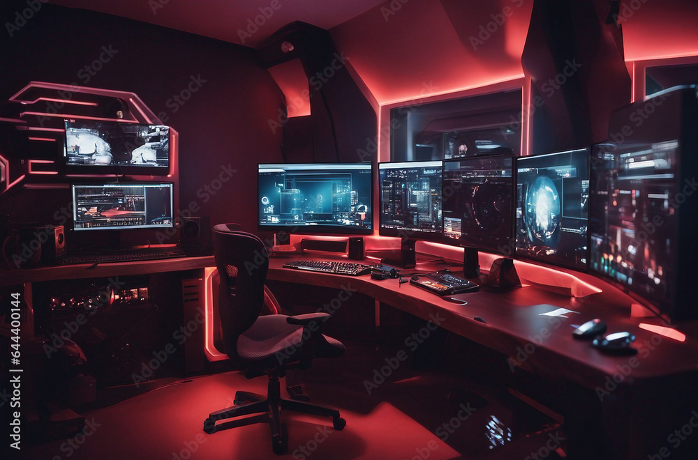 Games room with a cyber gamer computer Games room with a cyber gamer computer