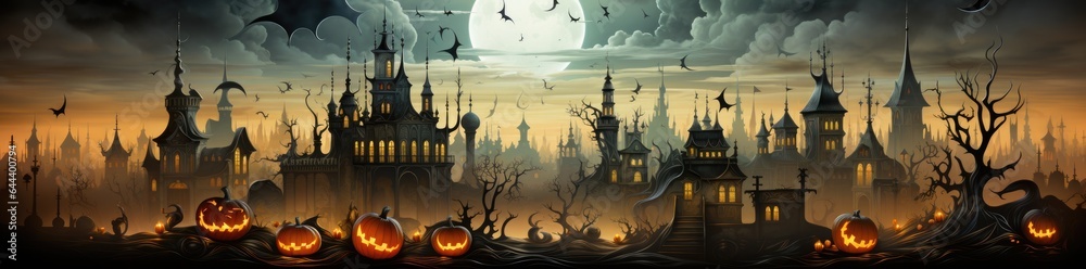 Halloween Night Illuminated in Eerie Illustration
