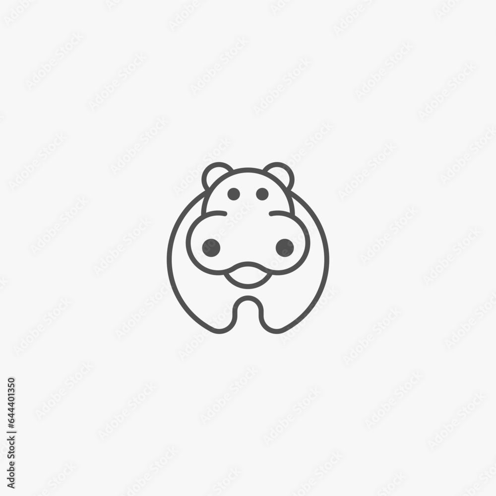 Hippo line art logo Hippo line art logo