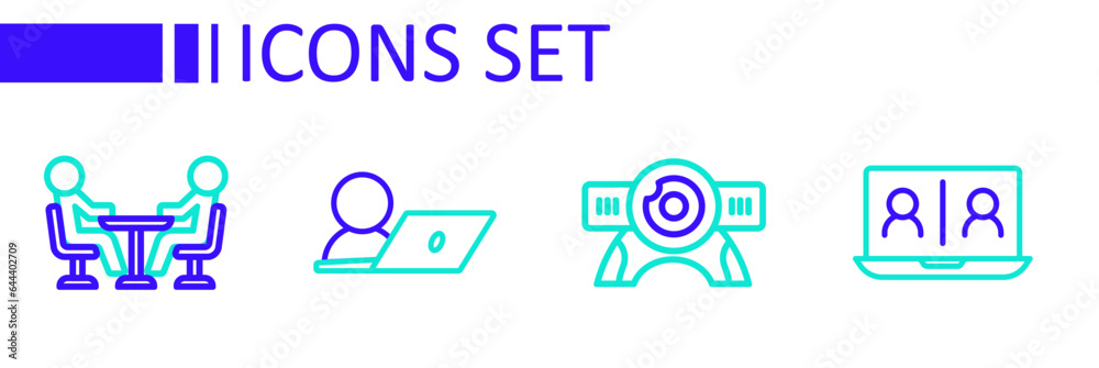 Set line Video chat conference, Web camera, and Meeting icon. Vector Set line Video chat conference, Web camera, and Meeting icon. Vector