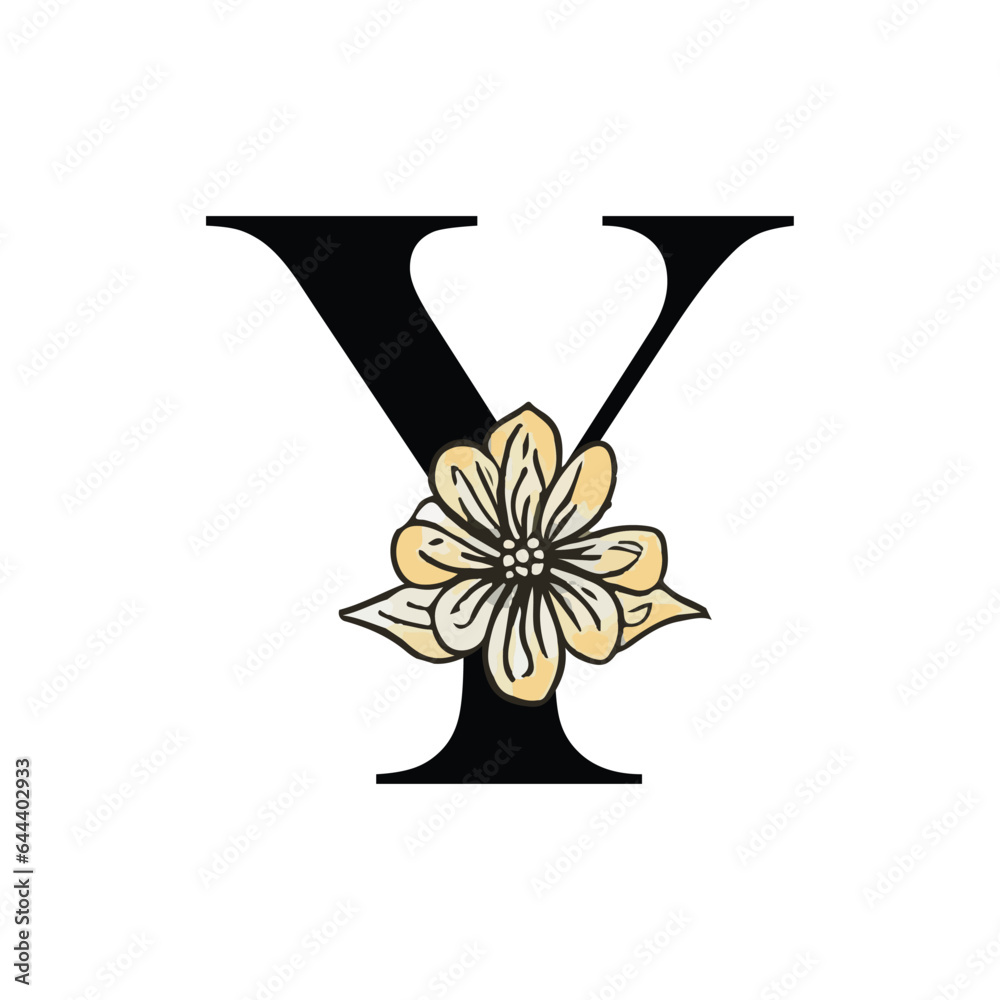 Y botanical letter. floral letters. beautiful flower alphabets Y botanical letter. floral letters. beautiful flower alphabets